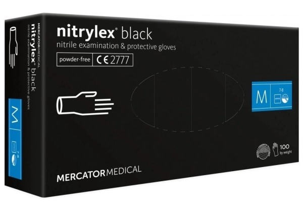 Rukavice nitrilové jednorázové Mercator Medical Nitrylex Black 100 ks - vel. S