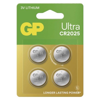EMOS Lithiová knoflíková baterie GP Ultra CR2025, 4 ks