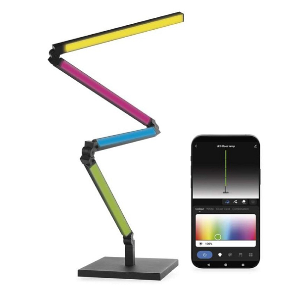 EMOS GoSmart LED stojací lampa, černá, 175 cm, teplá bílá / RGBIC WiFi