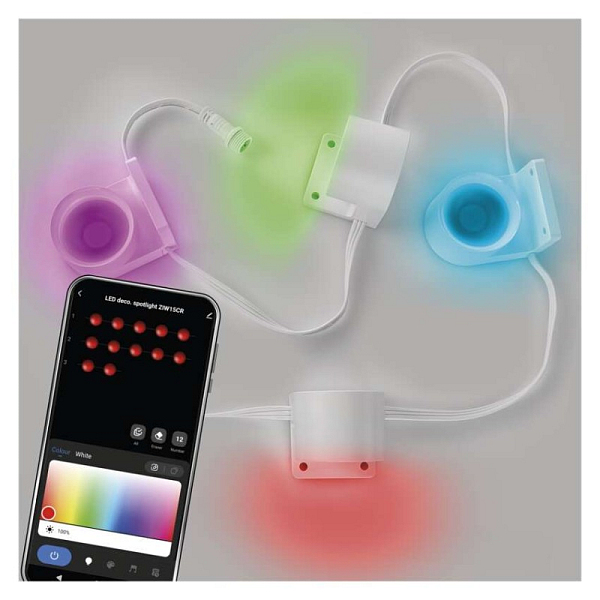 EMOS GoSmart LED bodové svítidlo - řetěz 85 cm, 4 díly, 7 W, RGBIC+CCT, stmívatelné, WiFi