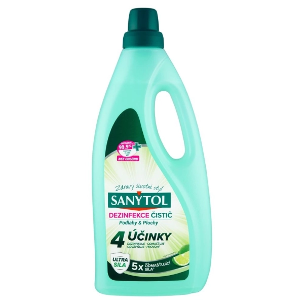 Dezinfekční čistící prostředek na podlahy Sanytol 4 účinky, limetka, 1 l