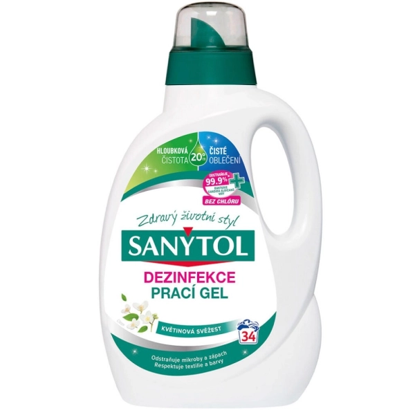 Prací gel univerzální Sanytol Dezinfekce s vůní květů, 1,7 l