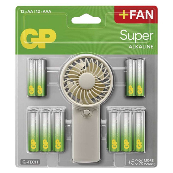 EMOS GP alkalická baterie SUPER AA 12 + AAA 12 + Fan BL