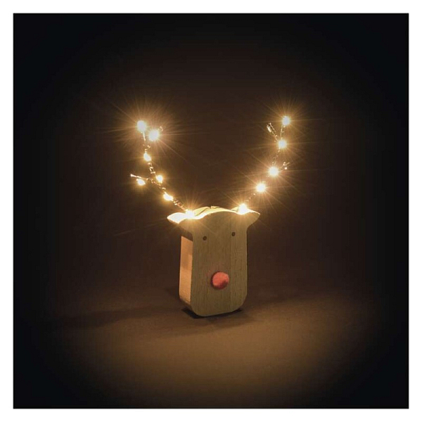 EMOS LED dekorace dřevěná – sob, 16 cm, 2x AAA, vnitřní, teplá bílá, časovač,12 ks, display box
