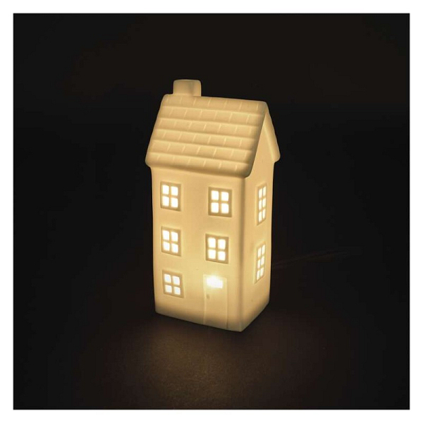 EMOS LED keramický domeček, 16 cm, 1x CR2032, vnitřní, teplá bílá, časovač