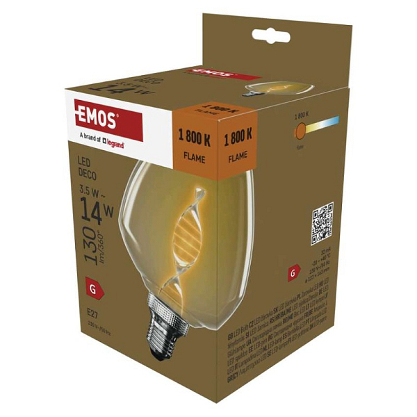 EMOS LED žárovka DECO S123 / E27 / 3,5 W (14 W) / 130 lm / flame