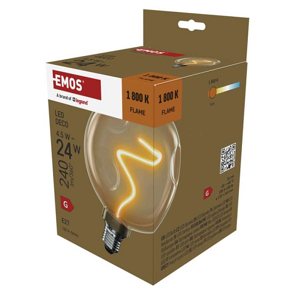EMOS LED žárovka DECO CG125A / E27 / 4,5 W (24 W) / 240 lm / flame
