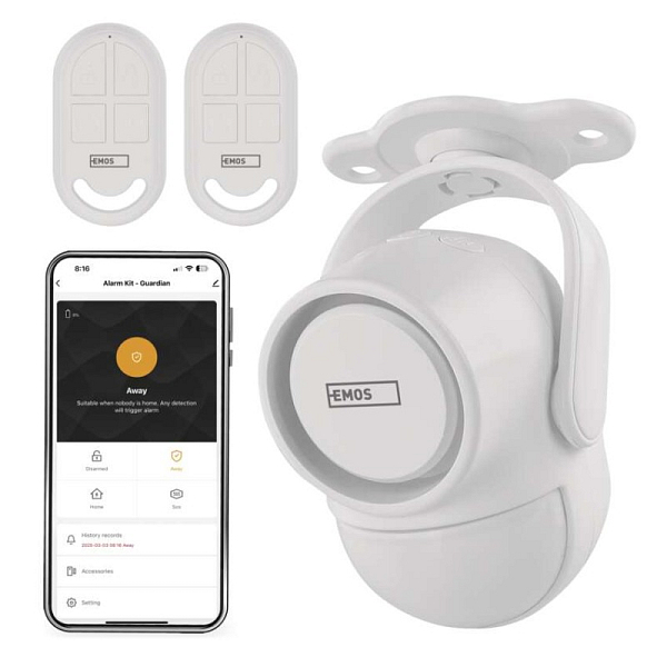 EMOS GoSmart alarm IP‑126L GUARDIAN s pohybovým čidlem, 6× dveřní/okenní senzor, WiFi