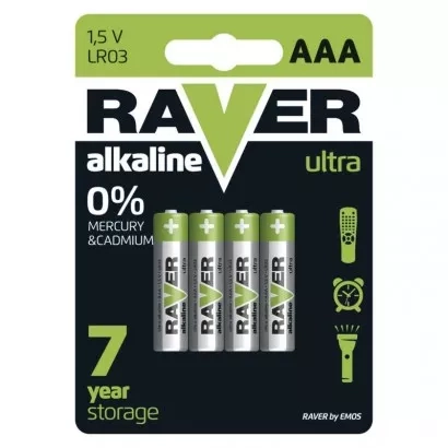 EMOS Alkalická baterie RAVER AAA (LR03), 4 ks