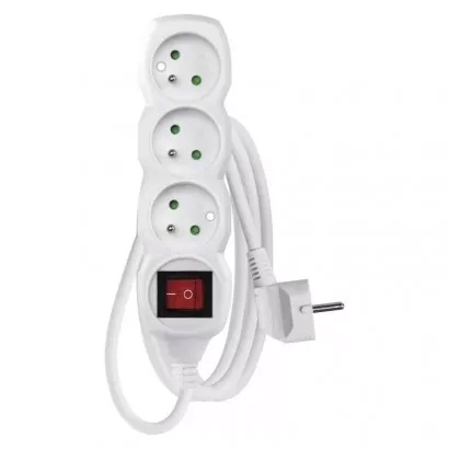 EMOS Prodlužovací kabel 1,2 m / 3 zásuvky / s vypínačem / bílý / PVC / 1 mm2