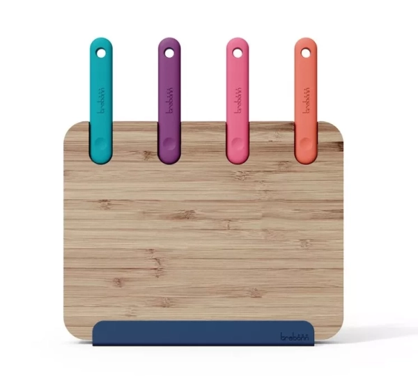 Blok bambusové prkénko a 4 nože Trebonn