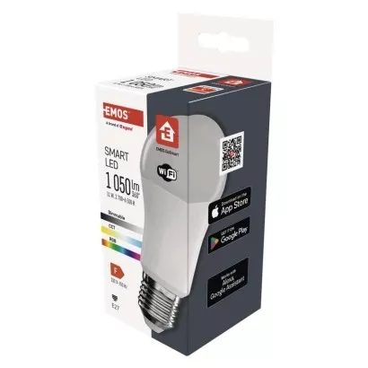 EMOS Chytrá LED žárovka GoSmart A60 / E27 / 11 W (75 W) / 1 050 lm / RGB / stmívatelná / WiFi