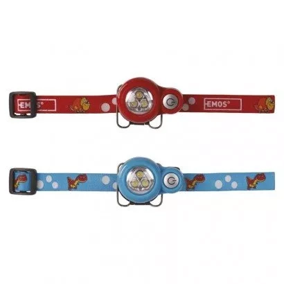 EMOS Dětská LED čelovka Dino, 2× CR2032, červená