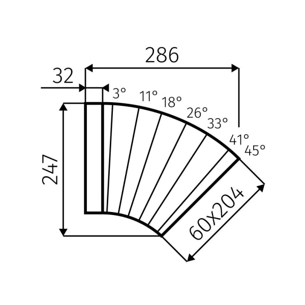 FABER Oblouk horizontální 204x60 mm