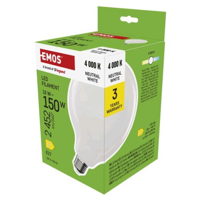 EMOS LED žárovka Filament G125 / E27 / 18 W (150 W) / 2452 lm / neutrální bílá