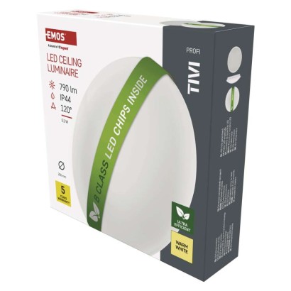 EMOS LED přisazené svítidlo TIVI, B CLASS, kruhové bílé 5,2W, IP44, teplá bílá