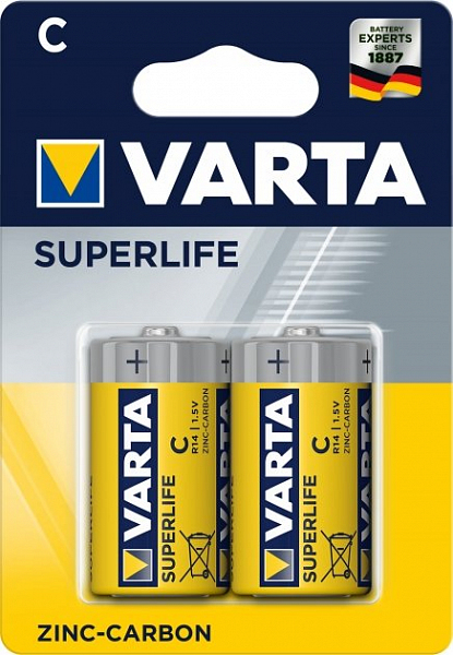 Baterie zinkouhlíková Varta Superlife C, R14 2 ks