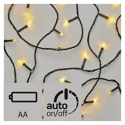 EMOS LED vánoční řetěz, 3× AA, venkovní, 8,4m, teplá b., časovač