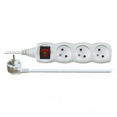 EMOS Prodlužovací kabel 10 m / 3 zásuvky / s vypínačem / bílý / PVC / 1 mm2
