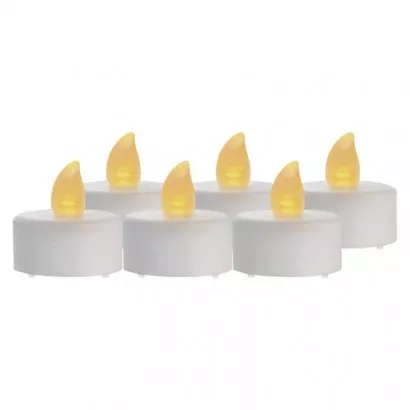 EMOS LED dekorace – čajová svíčka bílá, CR2032, vnitřní, vintage, 6 ks